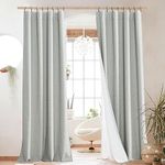 NICETOWN Grey Long Linen Full Shade Panels, Pair of Thermal Insulated & Energy Efficiency Blackout Curtains for Living Room Windows, Lined Silky Performance Window Dressing (52" Wide x 95" Long)