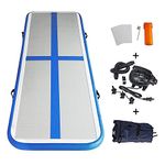 EZ GLAM 10ft/13ft/16ft/20ft Air Mat Tumble Track Inflatable Gymnastics Tumbling Track Mat with Electric Air Pump for Cheerleading/Practice Gymnastics/Beach/Park/Home use