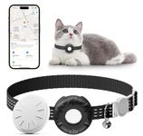 Cat Tracker, GPS Tracker for Cats with Breakaway Cat Collar, Compatible with Find My App(iOS Only), No Monthly Fee (Black)