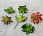 SATYAM KRAFT 6 Pcs Artificial Succulent Heads Small Mini Flower Plants, Exquisite Faux Flower Plant Add Charm to Your Home Decor, Office Decor, Perfect for Gifting,Deepwali Festival (Without Pot)