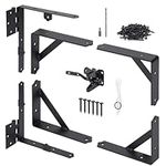 SANKINS Anti Sag Gate Corner Brace Bracket, Heavy Duty No Sag Gate Frame Kit with Self-Locking Gate Latch, Black Gate Hardware for Wooden Fence, Shed Doors, Driveway Gates, Corral Gates, Wood Windows