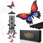 Meng Jiaran Colorful Butterfly Wind Chimes for Outside Metal Windchimes for Butterfly Lovers, 35 Inch Wind Chime Garden Decor for Memorial, Birthday Gifts for Patio, Porch,Yard Decor