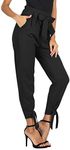 GRACE KARIN Womens Casual High Waist Pencil Pants with Pockets Bow-Knot Cropped Paper Bag Pants for Work Black XL