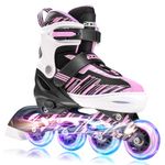 ECOO Adjustable Inline Skates Boys and Girls with Light up Wheels，Roller Skates for Kids Ages 4-12, Teen Skates for Beginner Outdoor and Indoor