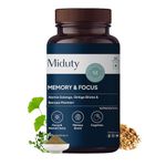 Miduty by Palak Notes Memory and Focus For Brain Health Supplement, Brain Booster for Adults, Alpinia Galanga, Memory and focus Supplement, Memory and Focus Pack- 60 Capsules