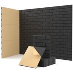 Sound Proofing Panels Self-Adhesive, 18 Pcs, Acoustic Panels for Studio, Gaming, Podcast, Theater, Echoes Absorption, Wall Decoration, Indoor Sound Quality Improvement, 12"X12"X0.4", Black