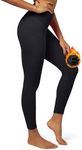 IUGA Fleece Lined Leggings with Pockets for Women Thermal Leggings for Women High Waisted Yoga Pants Winter Workout Leggings Black