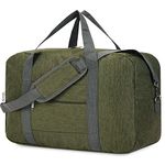 for Airlines Large Cabin Bag Foldable Travel Duffel Bag Holdall Tote Carry on Luggage Weekend Overnight for Women and Men 40L (Army Green)