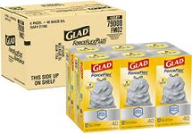 Glad Trash Bags, ForceFlexPlus Tall Kitchen Drawstring Garbage Bags - 13 Gallon White Trash Bag for Kitchen Trash Can, Odor Shield, Odor Eliminator, Leak Protection, 40 Count - Packaging May Vary