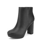 DREAM PAIRS Women's High Chunky Heel Ankle Boots Platform Short Ladies Booties,Size 9,Black/Pu,Stomp