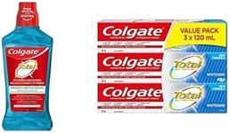 Colgate Total Gum Health Alcohol Free CPC Mouthwash, Clean Mint, 1 L + Colgate Total Whitening Toothpaste, 120 mL, 3 Pack