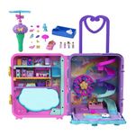 Polly Pocket Pollyville Playset, Resort Rollaway Suitcase, Large Travel Toy with 4 Dolls, Car, 25+ Accessories & Storage