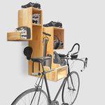 SOLVD-IN-BOX Bike Cycle Stand Wooden Cycle Stand Bicycle Storage Rack Wall-Mounted Bike Holder Wall Mounted Cycle Stand Display Wall Mounted Bike Rack Storage with Shelves Bike Storage for Apartment