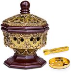 AM Incense Charcoal Bakhoor Burner - Frankincense Resin Incense Burner - Luxury Octagon (Bronze)