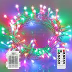 Twinkle Star Battery Operated LED Fairy Lights with Remote & Timer | 10m 100 LED RGB Indoor Outdoor Decoration Lights | Waterproof Battery Box | 8 Flashing Modes | Christmas Decoration, Multicoloured