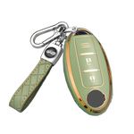 HIBEYO Smart Car Key Case Fits for Nissan Protective Case Key Cover TPU Silicone for Nissan Qashqai Juke X-Trail Micra Murano Infiniti Control Key Protection Case Keychain Key Chain-B Green