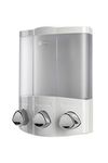 Croydex Triple Soap Dispenser, Shower Dispenser Wall Mounted, Lifts Off for Easy Refill, Shower Gel Dispenser, Perfect for Bathroom or Kitchen, Eliminates Clutter, All Fixings Included, White