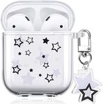 AirPod Case with Star Keychain, Cute Charms Star Pattern Design Clear Soft Protective Cover Compatiable with AirPods 2nd & 1st Generation Case