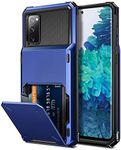 Vofolen Wallet Case for Samsung Galaxy S20 FE 5G, 6.5inch - Navy Dual Layer Protective Hard Shell Cover with 4-Card Slot, Semi-auto Spring Door, Hidden Back Pocket, Rubber Bumper