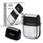 Vega Professional Mighty Mini Foil Hair Shaver for Men, Portable Mini Electric Shaver with Triple Floating Bladees, Hair & Beard Shaver Trimmer for Men, 180 Min Runtime, Type-C Charging, VPVFS-02