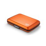 ÖGON Aluminium Wallet Smart case V2 - Metal Lock - Water Resistant Card Holder - RFID Protection - Up to 10 Cards, Receipts and Bills - Orange