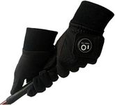 FINGER TEN Mens Golf Gloves Winter with 1 Pc Ball Marker for Left and Right Hand Value Pair, Thermal Glove Warm Grip Windproof Waterproof lightweight for Sport Outdoor (Black, M/L)