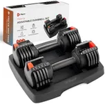 Lifepro Adjustable Dumbbells Set/Single - 15lb 43lb 55lb 90lb 25 lb Dumbbell Sets with Rack - Quick Adjust, Secure Grip weights dumbbells set - Compact Hand Weights for Women/Men at Home Gym