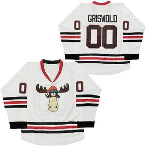 Clark #00 Griswold Movie Hockey Jerseys X-Mas Christmas Vacation Mens Jersey White Stitched, White, Medium