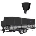 Tuszom Heavy Duty 900D Solution-Dyed Trailerable & Mooring Pontoon Boat Cover with 12+4 Windproof Straps, Waterproof Tear-Resistant 21-24ft Boat Cover with Motor Cover for Pontoon