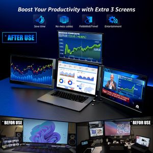 KPKUE 14" Triple Screen Extender – Portable Laptop Monitor