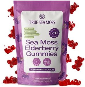 TrueSeaMoss Sea Moss Elderberry Gummies for Adults & Kids - Magnesium, Burdock Root & Bladderwrack – Supports Immune, Boost Energy, Skin & Hair Health, Detox – Made in USA - 60 Vegan Gummies