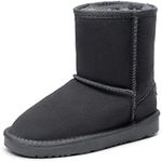 DREAM PAIRS Girls Boys Boots Kids Faux Fur Lined Winter Mid Calf Snow Boots Shorty-K Grey Size 4 Big Kid