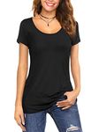 Florboom Ladies T-Shirt Basic Classic Short Sleeved Cotton Tee Top with Crewneck Black Size 18 20