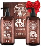Viking Revolution - Shower Gel Men 340 ml x 2 - Natural Body Wash - Mens Shower Gel with Vitamin E and Rosemary Oil - Smoothes & Moisturises - Sandalwood