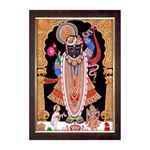 Dharvika Innovations Shrinathji Photo with Frame Big Size/Shreenathji Photo with Frame Big Size (Without Glass) (14x20 Inch) (Design 17, Brown Frame)