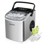 EUHOMY Ice Maker Machine Countertop Ice Cube Maker with Portable Handle, 9 Ice Cubes in 6 Mins, Self-Cleaning Compact Ice Maker 12 kg in 24 Hrs, with Ice Scoop and Basket for Home/Kitchen/Office/Bar