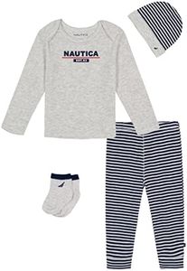 Nautica Sets (KHQ) baby-boys 4 Pieces Pant Set, Heather/Medieval Blue, 12 Months