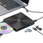 ORICO External CD DVD Drive for Laptop PC with USB Ports and TF/SD Card Slots Portable DVD Disc Drive Support M-DISC Compatible Windows Linux OS Mac System