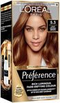 L'Oreal Paris Preference Hair Dye, Luminous Permanent Rich Hair Colour, Long Lasting Brilliance, Achieve Radiant, Salon-Inspired Results, Shade: 5.3, Virginia