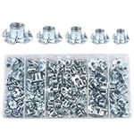 151 Pcs Four Pronged T-Nut Assortment, Threaded Insert Tee Nuts Kit,Captive Blind Connecting Bolt Fixings,For Wood Furniture, Brackets And Cabinets (M4/M5/M6/M8/M10)