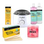 Mylee Complete Waxing Kit, Includes Salon Quality Wax Heater, Soft Cream, Strips, Spatulas and Pre & After Care Lotion (Rose)