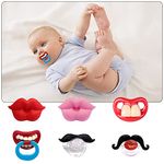 Upriver 6Pack Baby Funny Pacifier Cute Kissable Lips and Gentleman Mustache Teeth Pacifier, Soft Silicone Pacifier for Babies and Toddlers Shower, No BPA