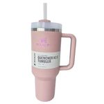 40oz Stanley Insulated Tumbler with Handle and Straw Lid, Stanley Leak-Proof Cupholder Friendly Travel Mug, Stainless Steel Insulated Tumbler with lid and Straw (Pink, 40oz)