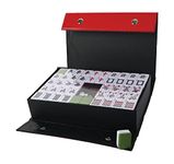 Nisorpa 3x2.25cm Chinese Majong Set, Solid Structure Easy To Read Mah Jongg Game,144PC Medium Mahjong Tile Set,Complete Majong Game Sets for Travel Party Family Game 麻将 (3.0x2.25x1.7cm)