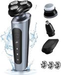 4 in 1 Professional Electric Shaver Razor, Waterproof Electric Shaver for Men Beard Trimmer Nose Hair Trimmer Cordless Wet Dry Face Brush USB Rechargeable