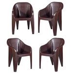 Luxury Indian Enterprises Sigma Plastic Sofa Chair Set of 4 with Matt & Glossy Texture for Home, Office and Restaurant Purpose-Brown