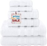 Towel Set Luxury Hotel Quality 600 GSM 100% Genuine Combed Cotton, Super Soft & Absorbent Family Bath Towels 6 Piece Set - (Bright White, 6 Piece Combed Towels)