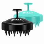 HEETA 2 Pack Hair Scalp Massager Shampoo Brush, Hair Scalp Scrubber with Soft Silicone, Wet and Dry Hair Detangler (Whole Black & Green)