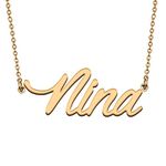 HUAN XUN Custom Made Love Jewelry Gifts Nina Name Necklace for My Wife My Girlfriend