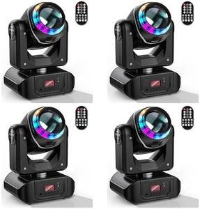 4PCS 100W Moving Head Stage Lights RGBW 18-Facet Prism DJ Lighting LED Disco Lights 10 Gobos 7 Colors Beam Spotlight by DMX and Sound Activated for Parties Wedding Church Live Show Bar Club